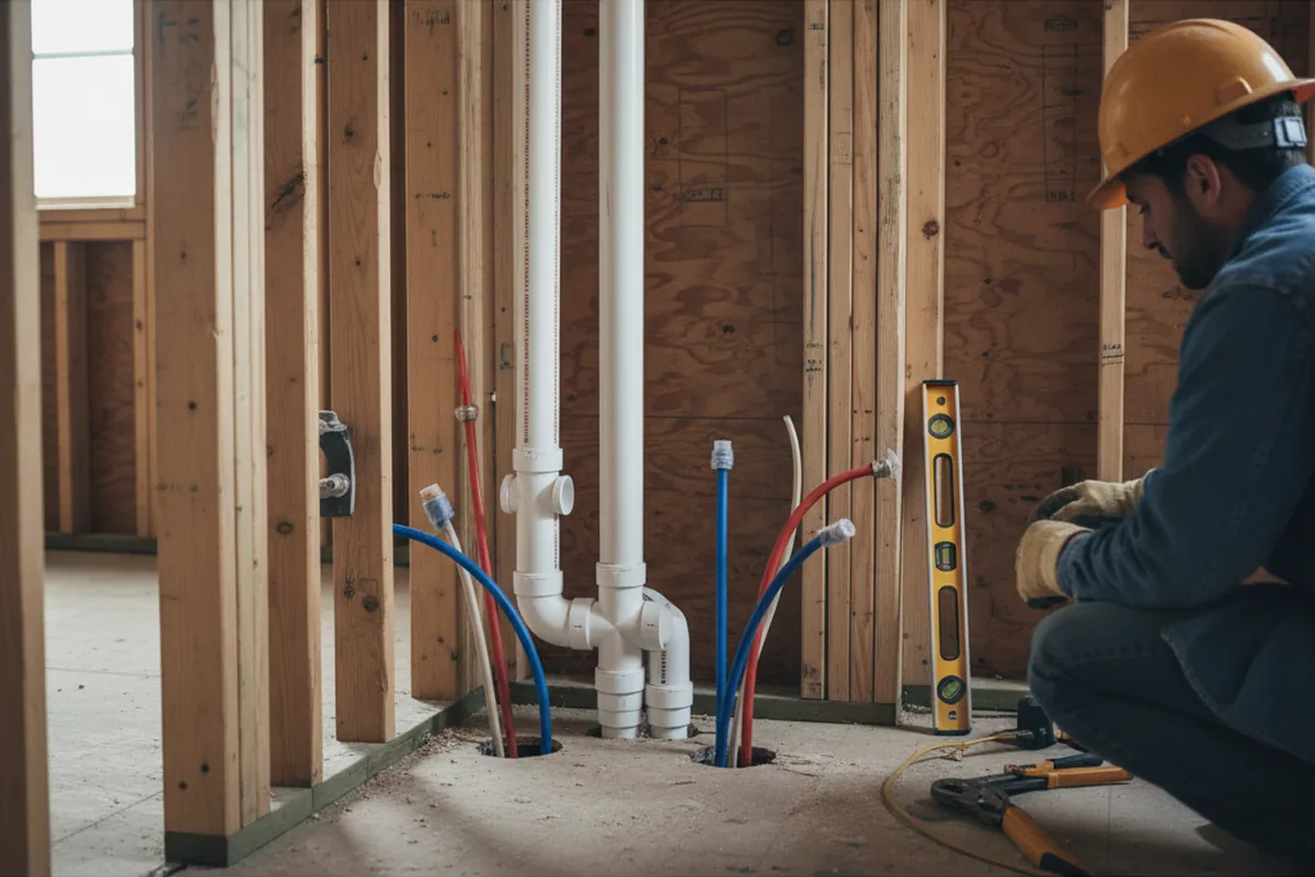 Drain and supply rough-in during Garbage Disposal Repair in Herndon