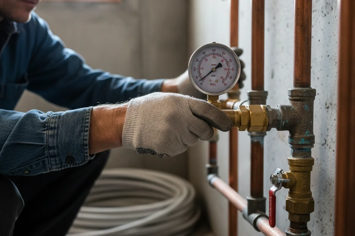 Pressure testing a repaired line during Water Line Repair in Herndon